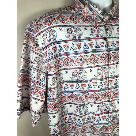 Roberta Roller Rabbit Men's Button Down Shirt Short Sleeve White Cotton - Picture 4 of 14